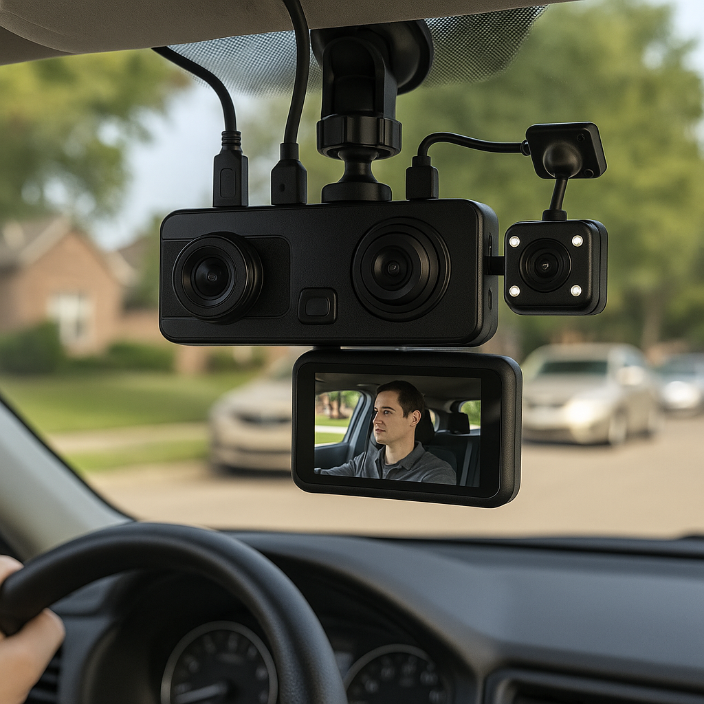 3-Cameras Vehicle Blackbox DVR, 4K Ultra HD, Front/Cabin/Rear, 170 Degree