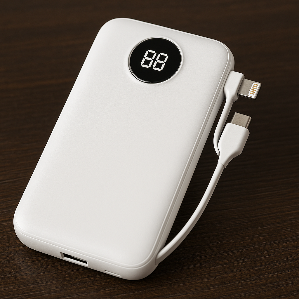WBeez Power Bank 10000mAh, Model M8, Built-In Charging Cables