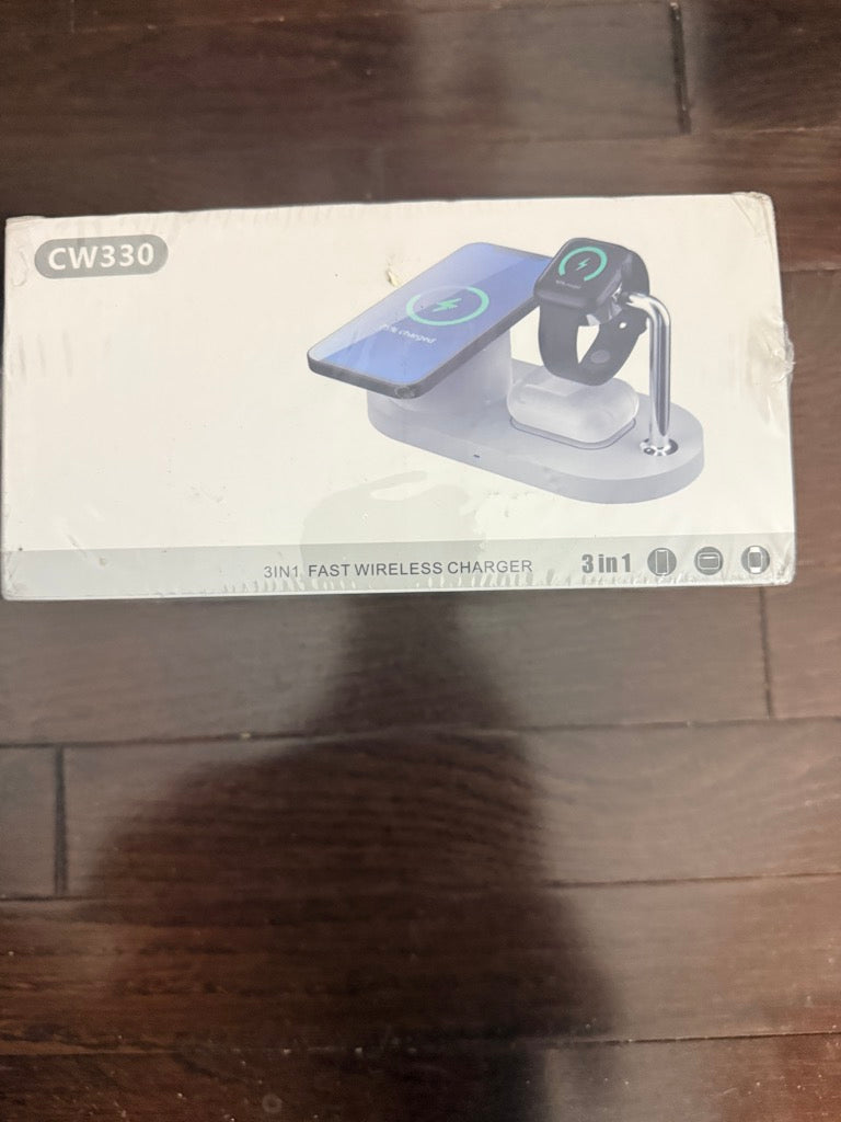 3-in-1 Fast Wireless Charger for Phone, Watch & Earbuds, Model CW330