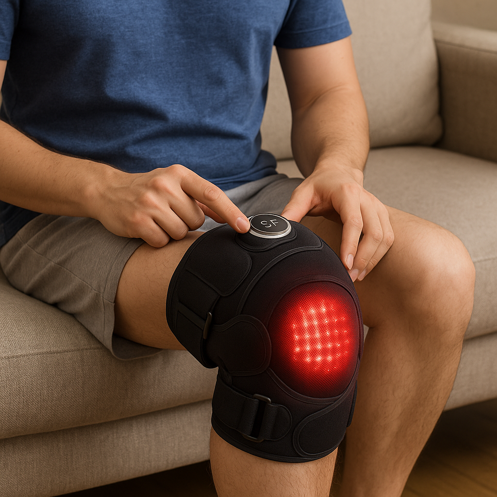 Red Light Knee Brace with 48 High-Output Lamps, Cordless