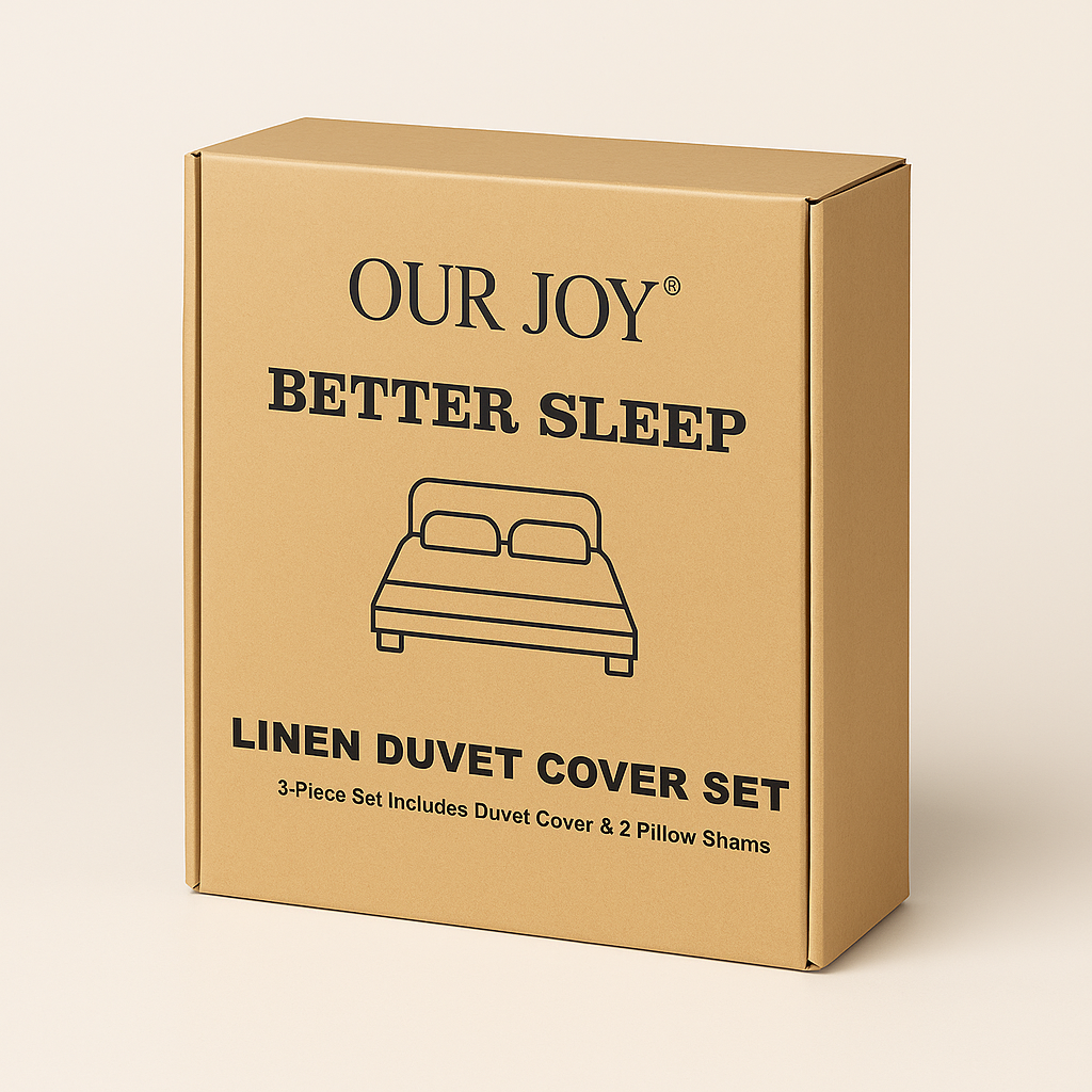 Our Joy Linen Duvet Cover Set, 3-Piece with 2 Pillow Shams