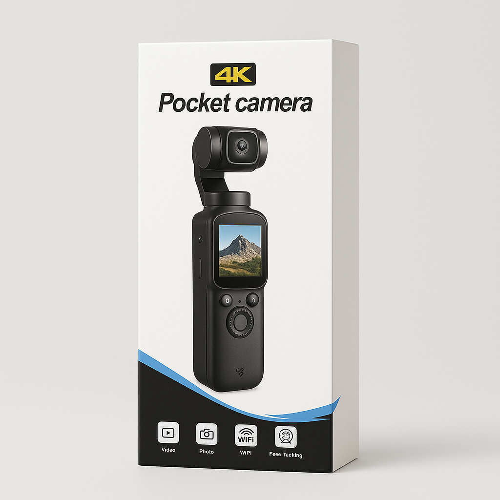 4K Pocket Camera with Gimbal, WiFi, Face Tracking, Black