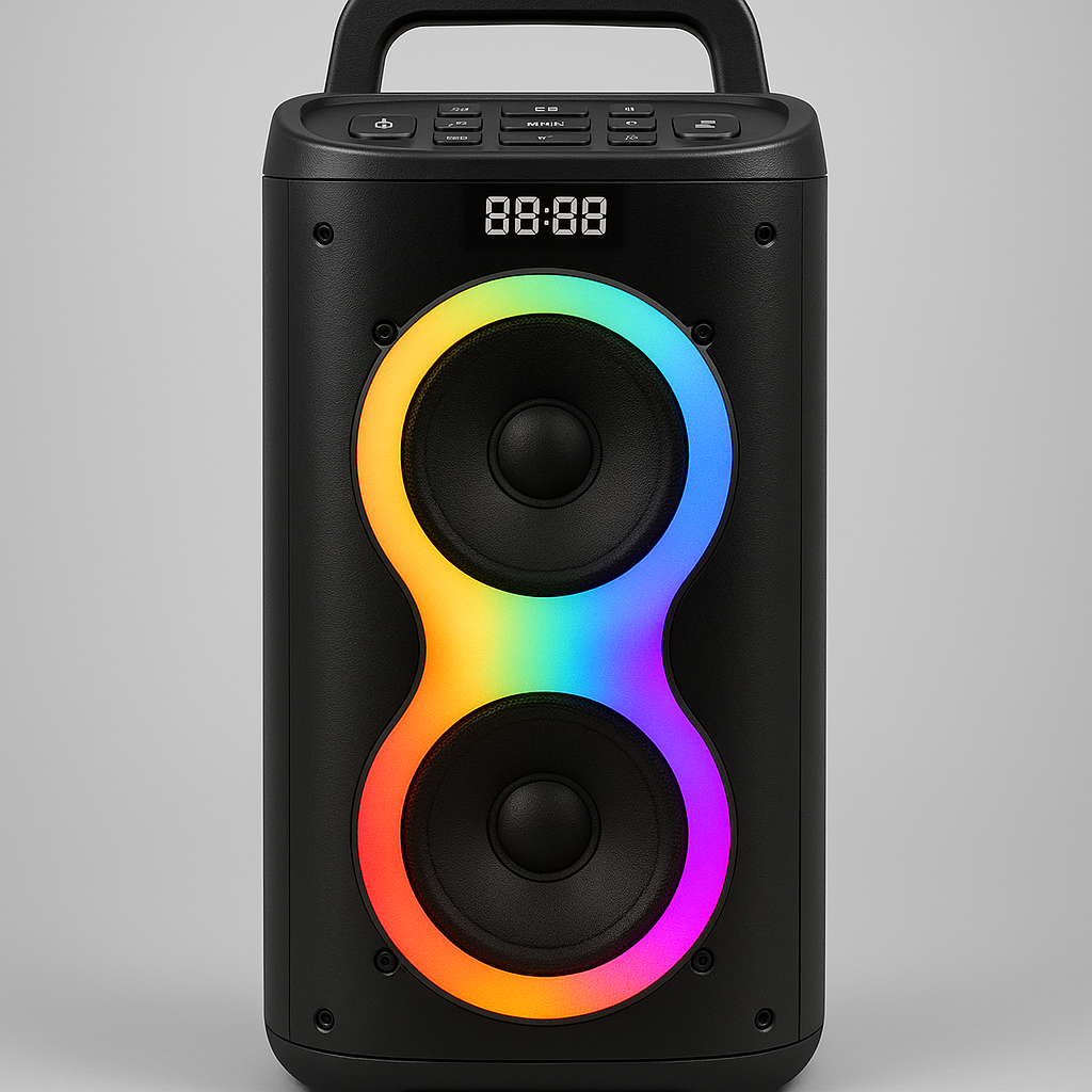 W-08 Portable Party Speaker with RGB Lights and Handle