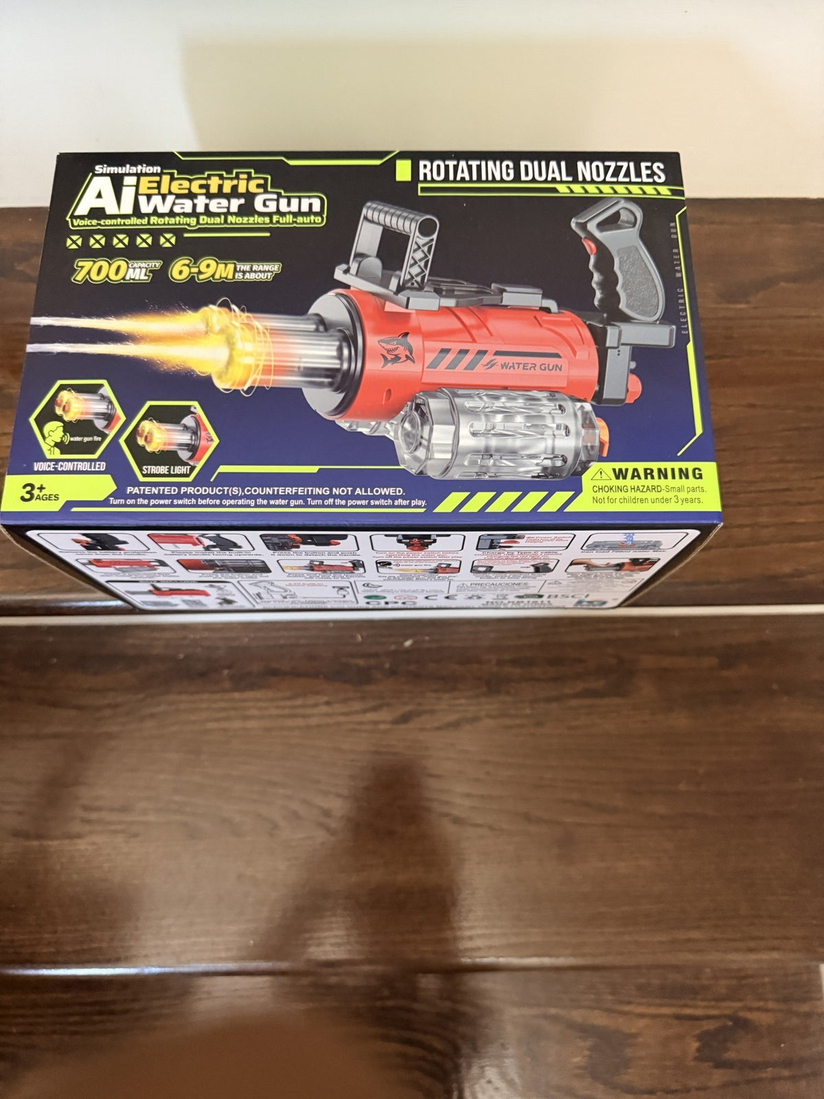 AI Electric Water Gun, Voice-Controlled, Rotating Nozzles