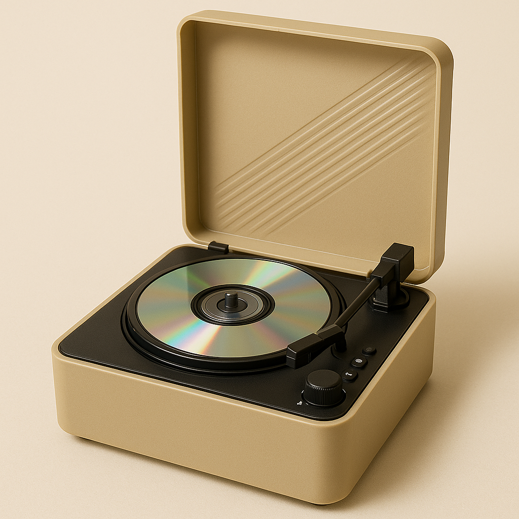 Retro Style CD Player with Classic Turntable-Inspired Design