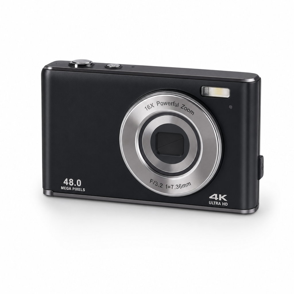 FamBrow DC306 4K 48MP Digital Camera, 16X Zoom, 2 Batteries