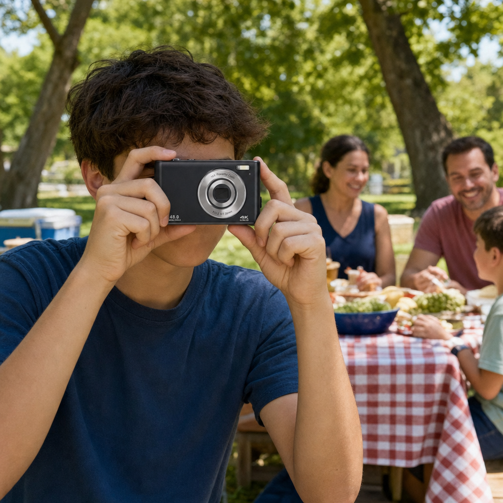 FamBrow DC306 4K 48MP Digital Camera, 16X Zoom, 2 Batteries