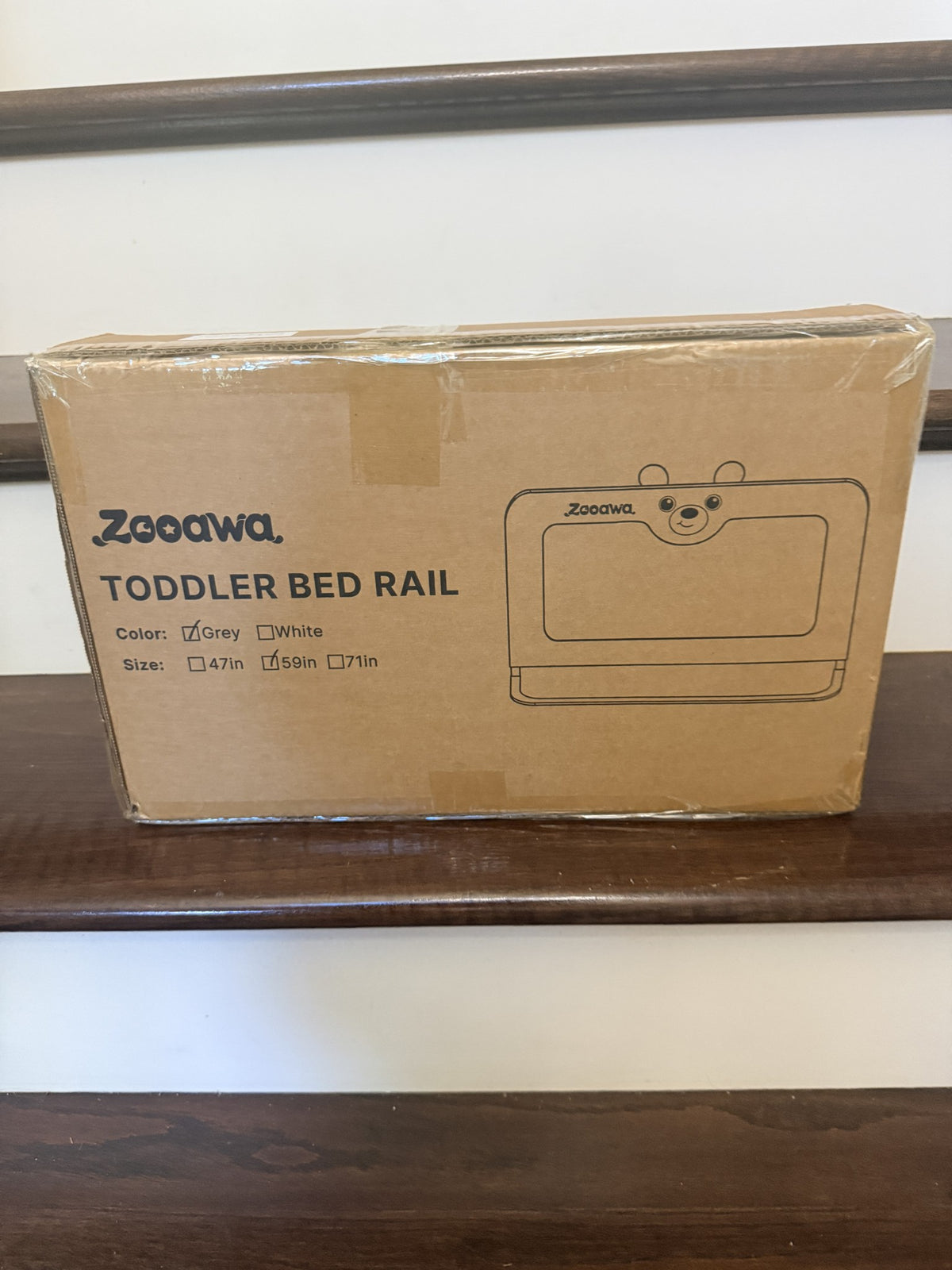 Zooawa Toddler Bed Rail 59 in, Grey, Fold-Down