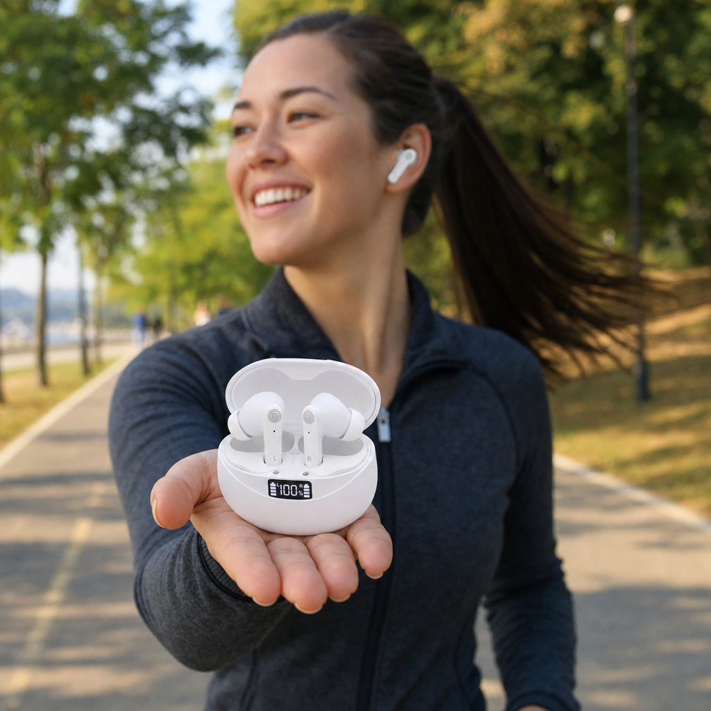True Wireless Stereo Earbuds with LED Charging Case