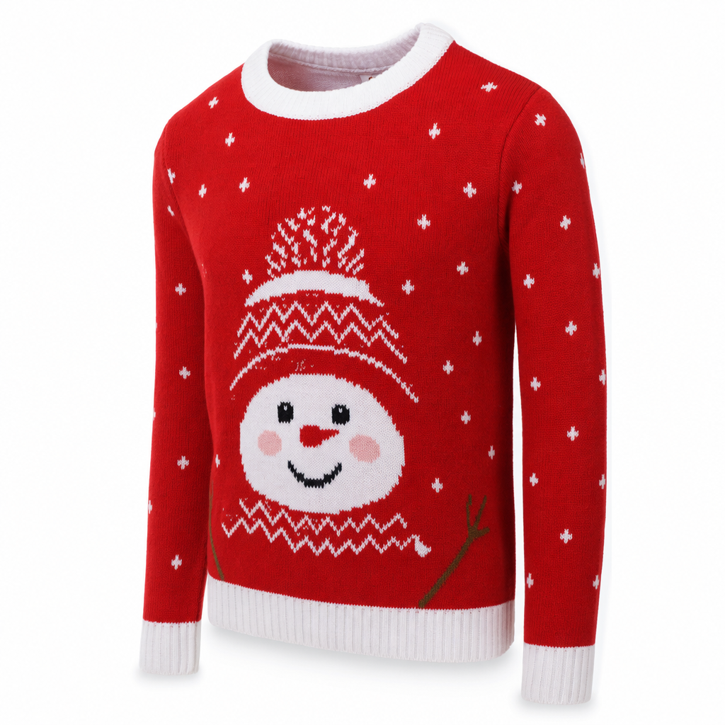 Light-Up Snowman Christmas Sweater, Medium, Red