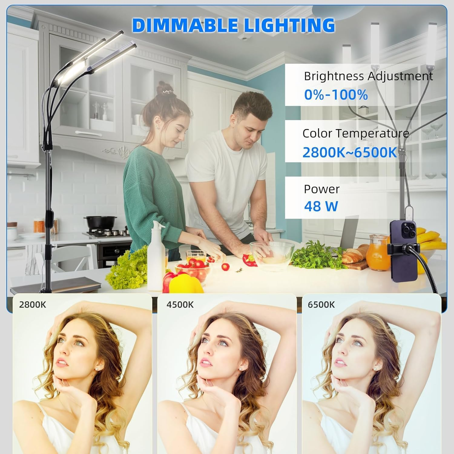 Four-Arm LED Photography Light - Professional Studio Lighting for Streaming & Video