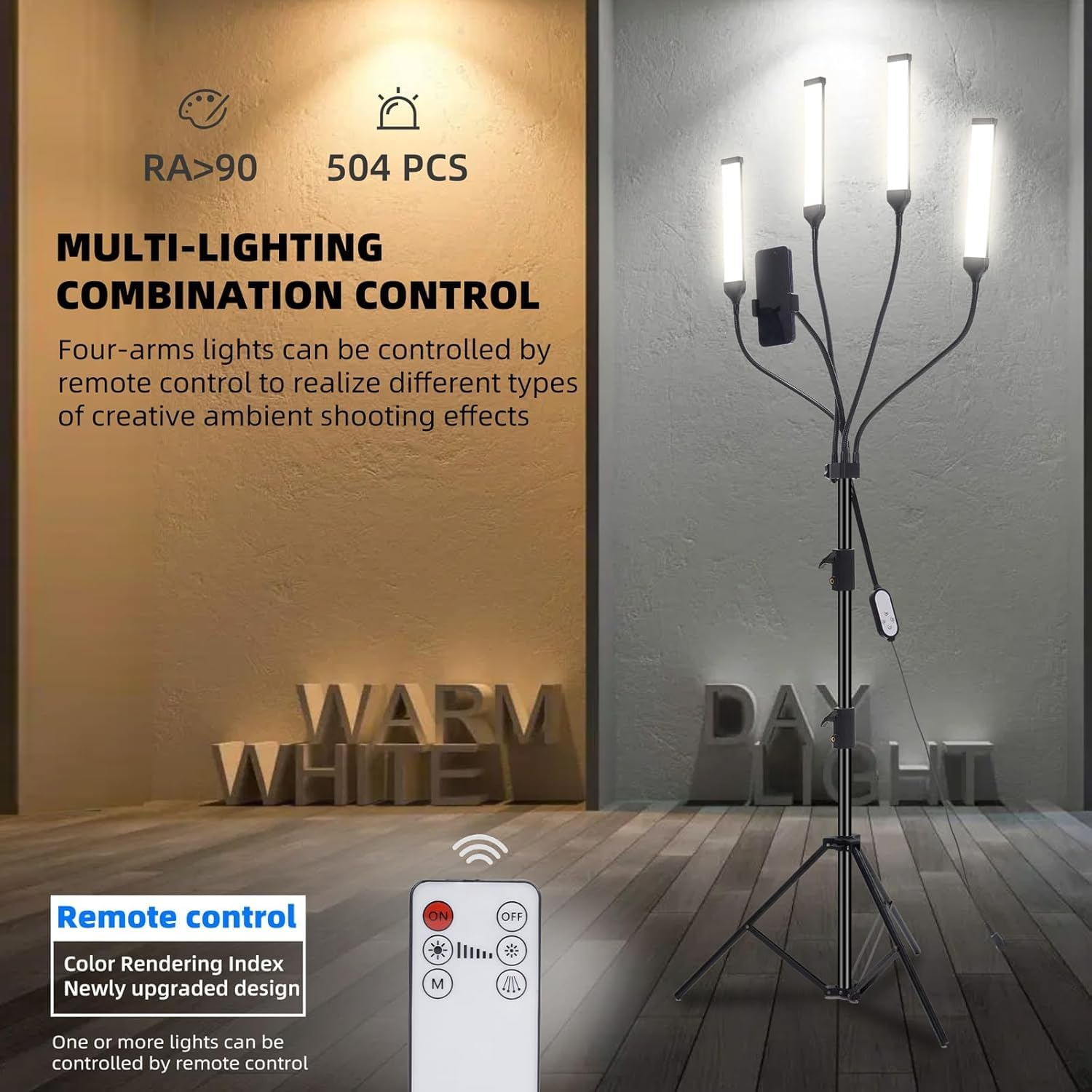 Four-Arm LED Photography Light - Professional Studio Lighting for Streaming & Video