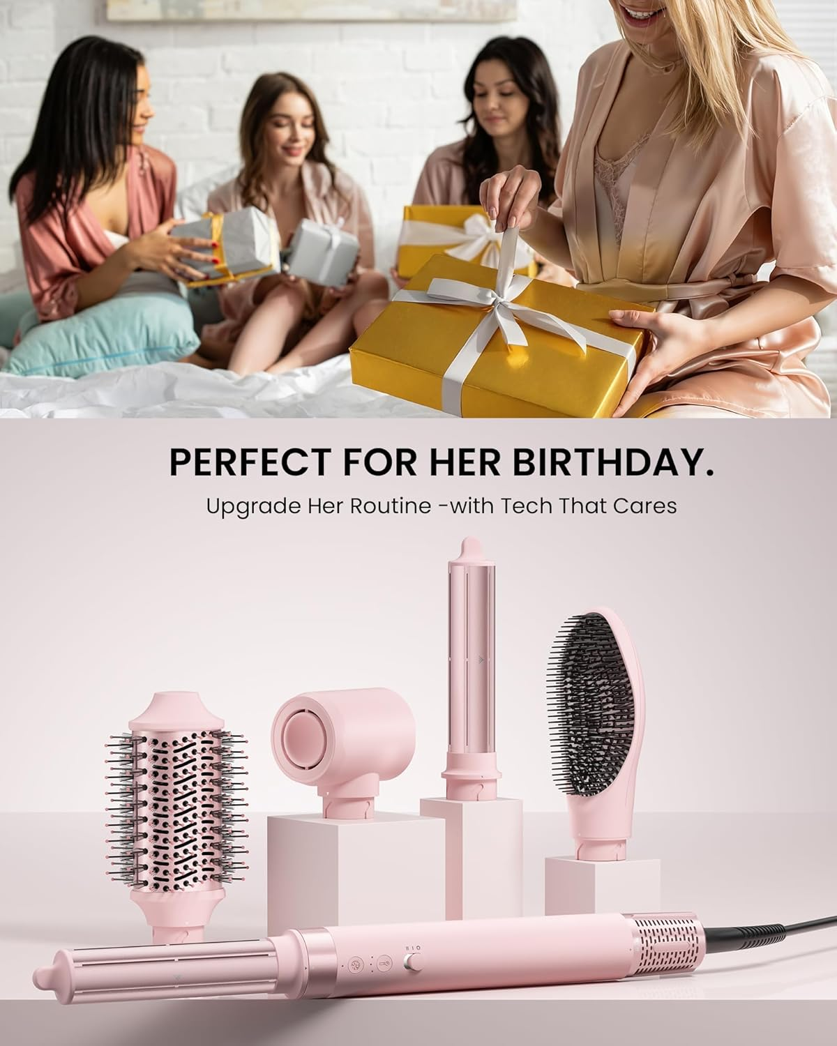 5 in 1 Hot Air Styler Brush - Auto Wrap Curler & Volumizing Hair Dryer