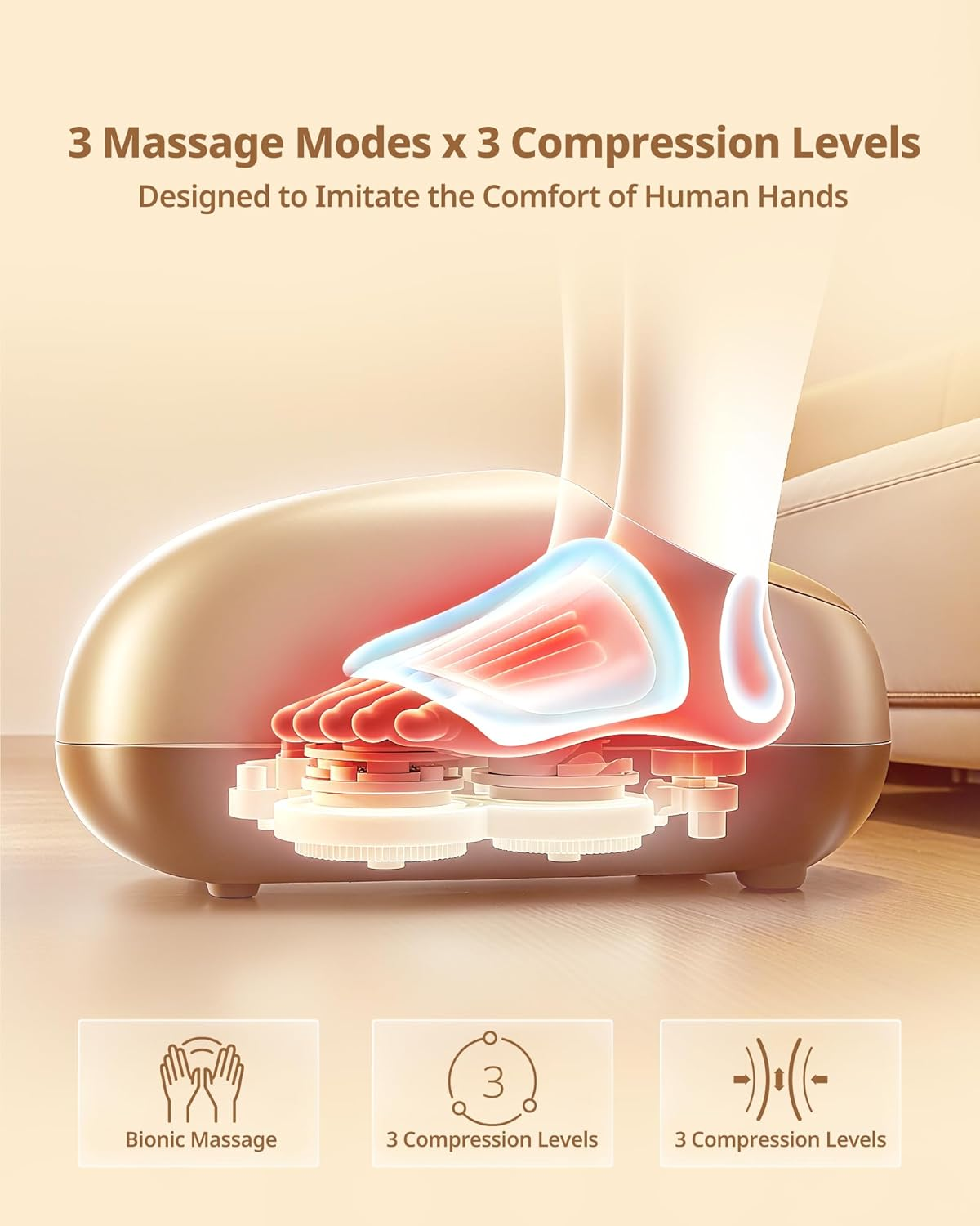 Shiatsu Foot Massager Machine - Heat & Air Compression for Plantar Fasciitis Relief