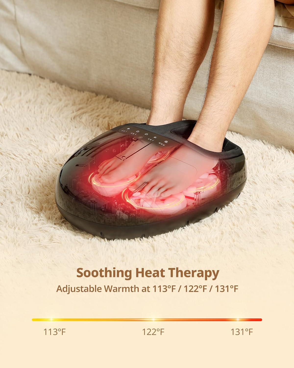 Shiatsu Foot Massager Machine - Heat & Air Compression for Plantar Fasciitis Relief
