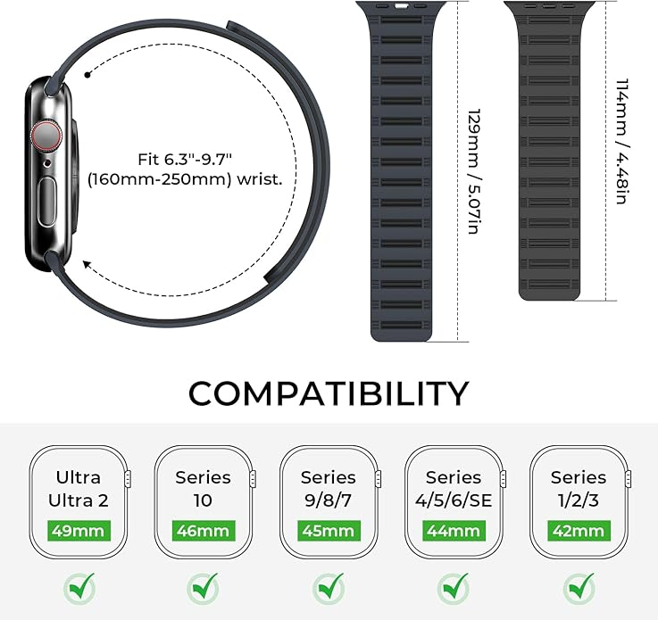 Silicone Magnetic Apple Watch Band - Compatible with All Series