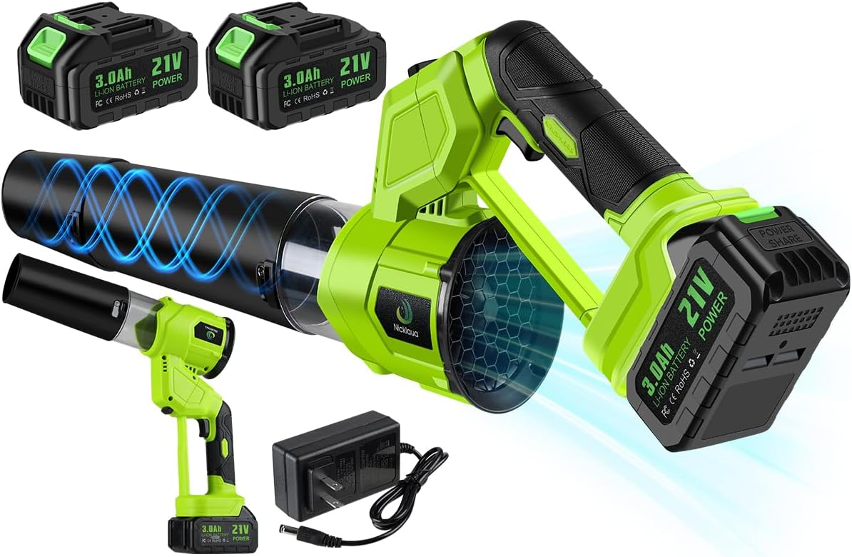 21V Cordless Leaf Blower with 2 Batteries & Charger - 4 Speed Modes