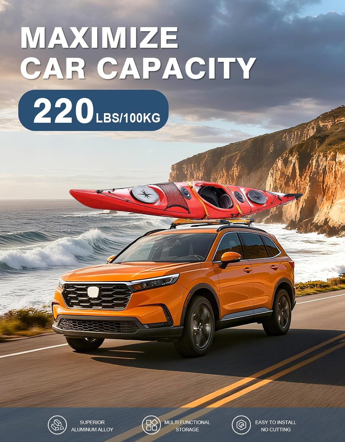 Roof Rack Cross Bars for 2023-2026 Honda CR-V - Heavy Duty Aluminum 220lbs Capacity