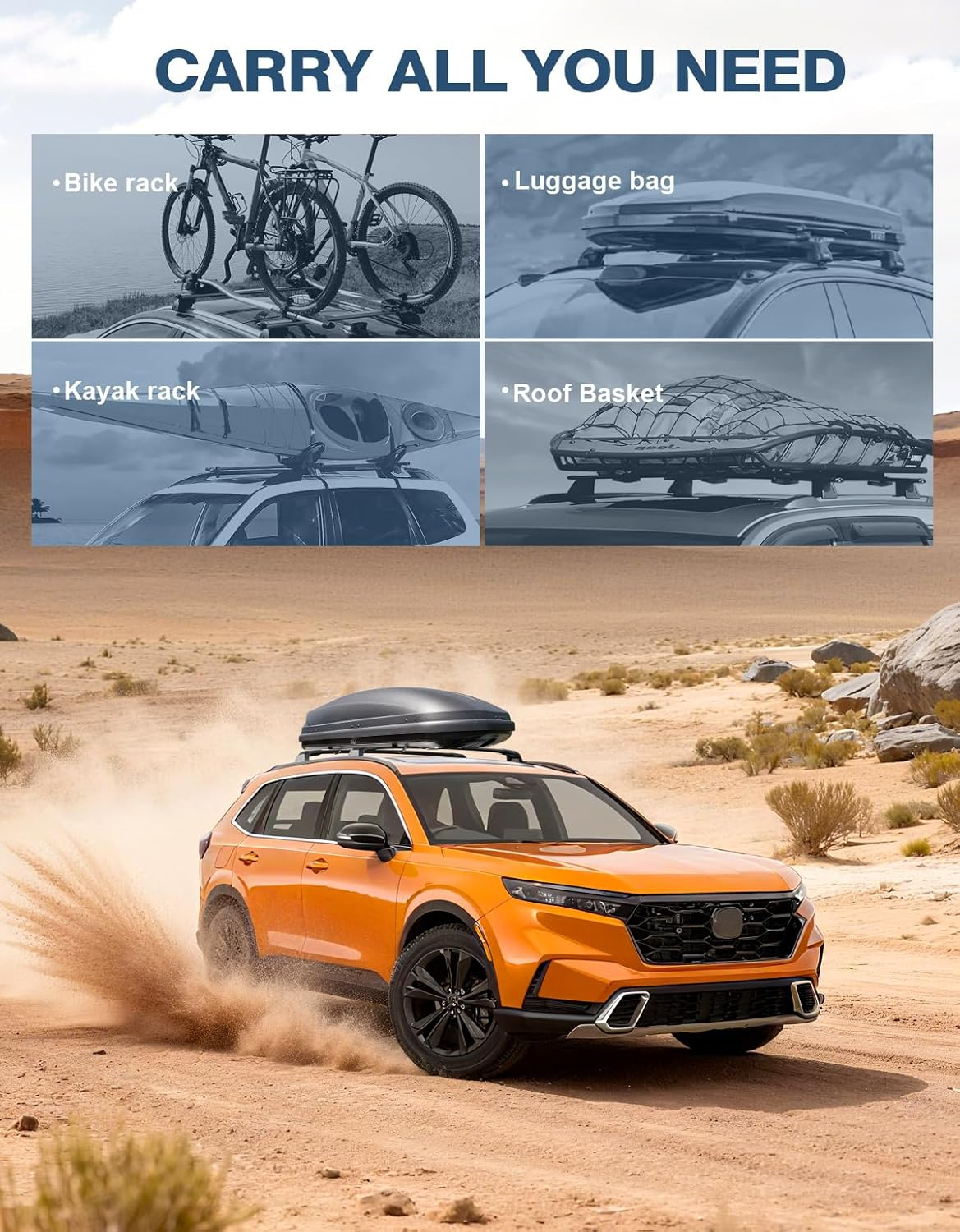 Roof Rack Cross Bars for 2023-2026 Honda CR-V - Heavy Duty Aluminum 220lbs Capacity