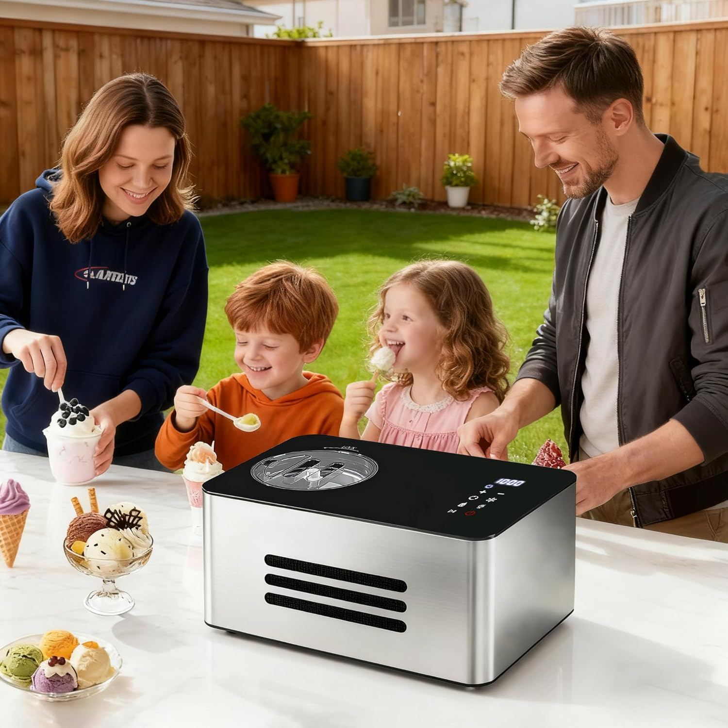 Ice Cream Maker with Built-In Compressor - 2.1 Qt No Pre-Freeze Machine