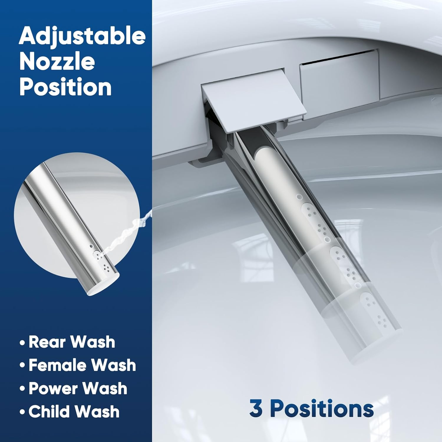 Bidet Toilet Seat Elongated Smart Heated Toilet Seat with Warm Water & Dryer, Feminine & Child Wash, Self-Clean Stainless Steel Nozzle,