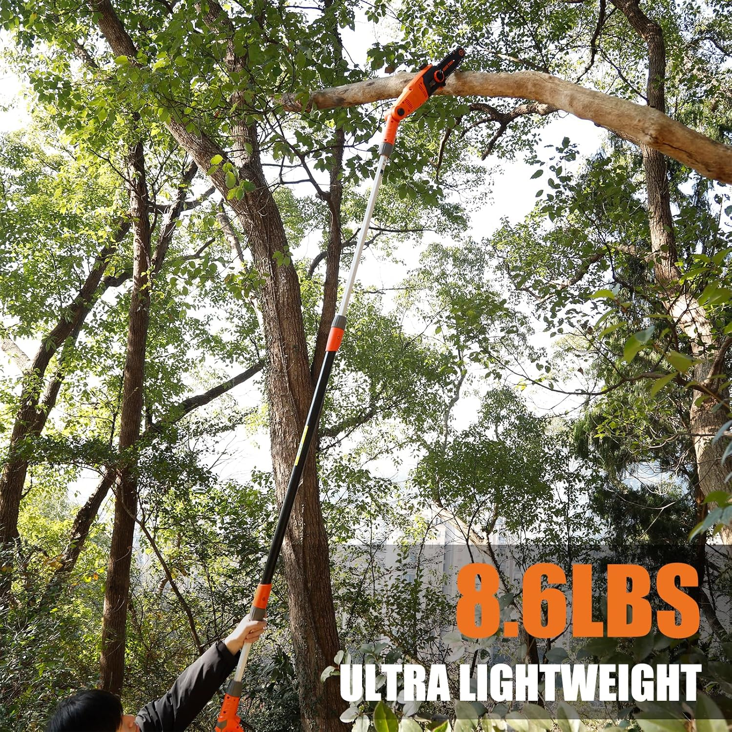 8-Inch Corded Electric Pole Saw - 8-Amp Telescoping Chainsaw with Auto-Oiling