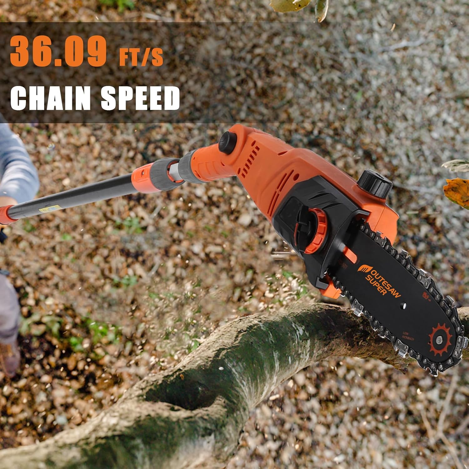 8-Inch Corded Electric Pole Saw - 8-Amp Telescoping Chainsaw with Auto-Oiling