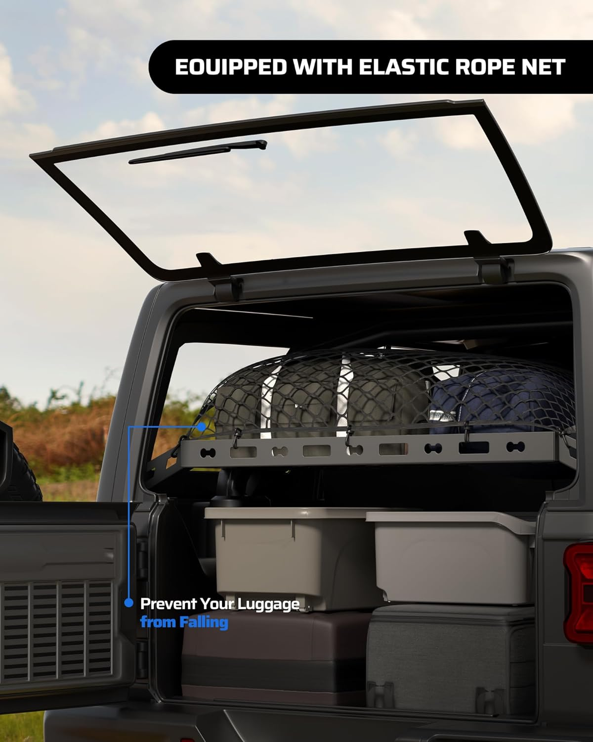 Jeep Wrangler Rear Cargo Rack Basket - JK JL 4-Door 2007-2025 Aluminum Alloy