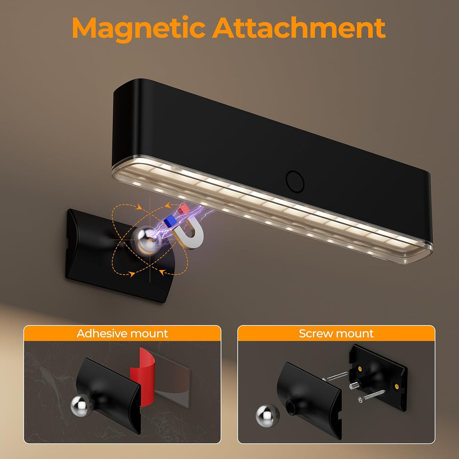 Magnetic Wireless Wall Sconce Set of 2 - Rechargeable Battery Operated LED with Remote & Touch Control