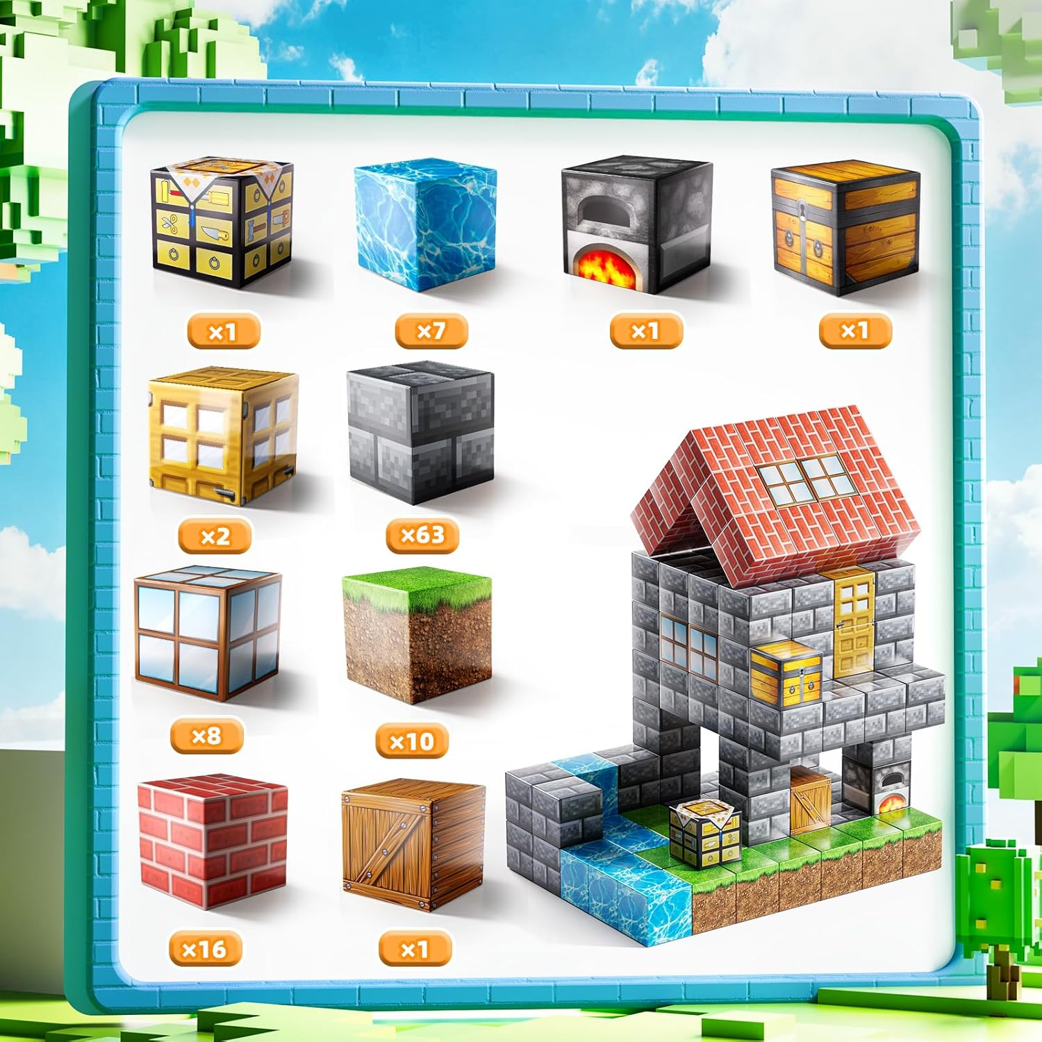 Magnetic Building Blocks for Kids - 110 Piece STEM Learning Set