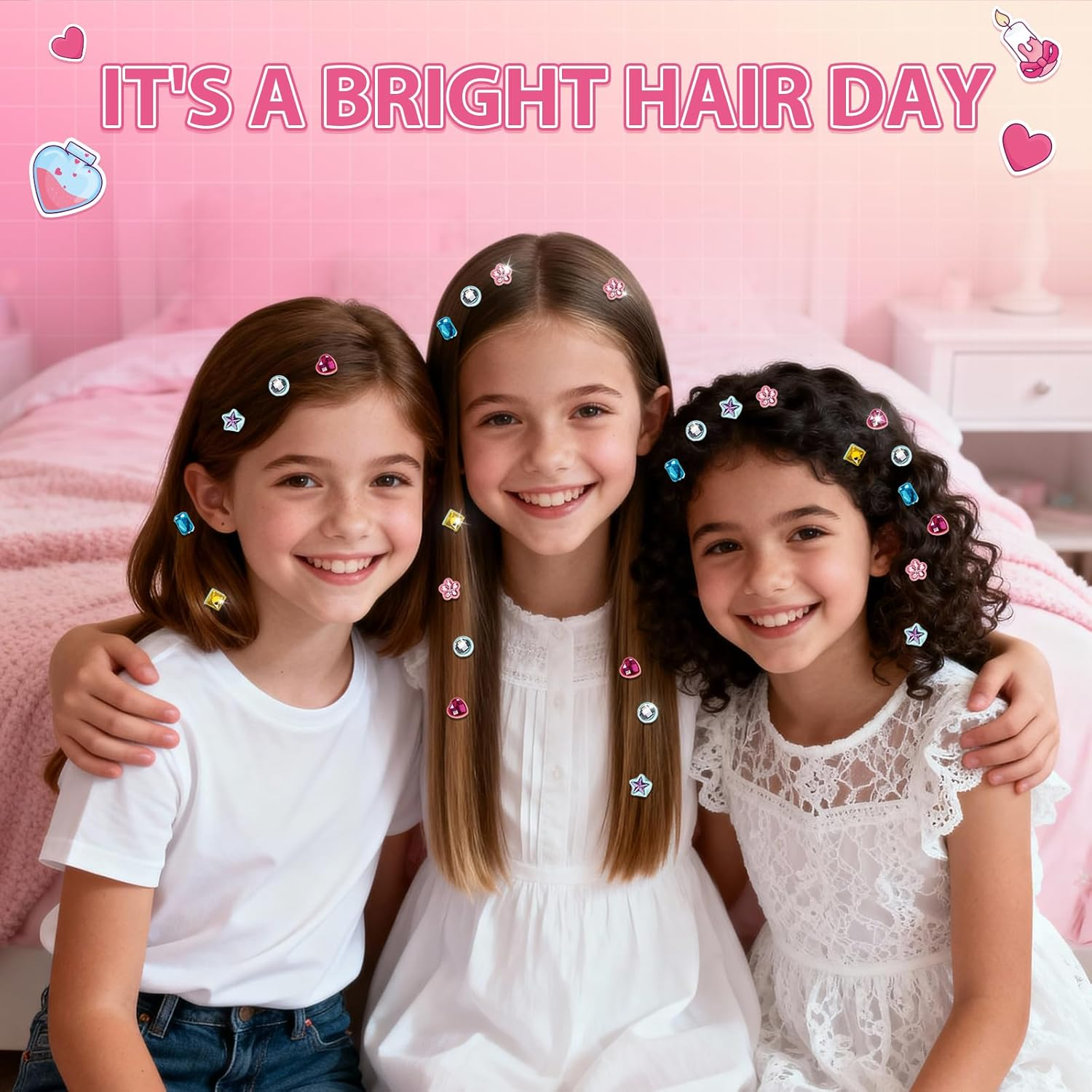 Hair Gem Stamper Kit - Reusable Diamond Hair Gems for Girls