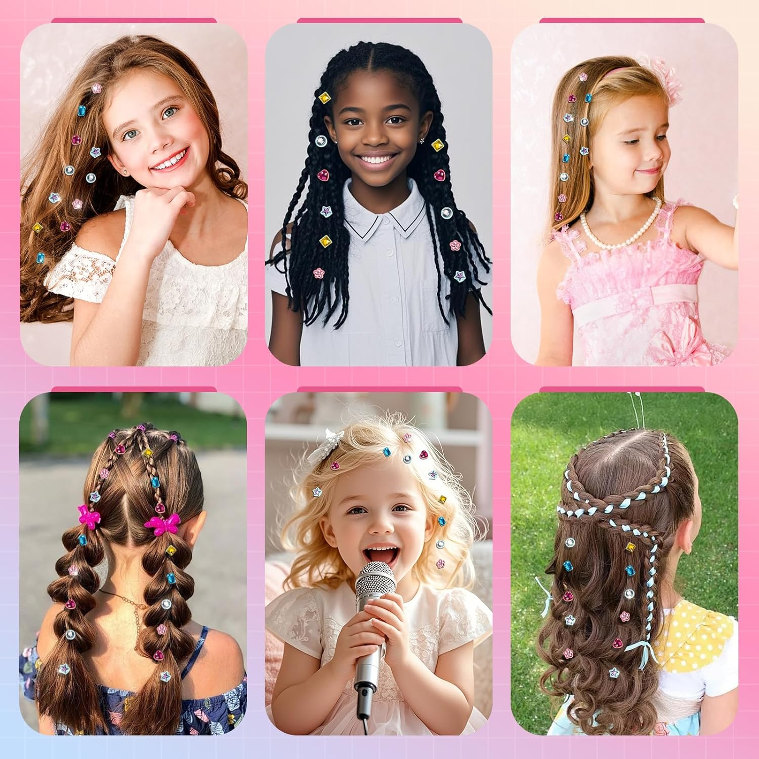 Hair Gem Stamper Kit - Reusable Diamond Hair Gems for Girls