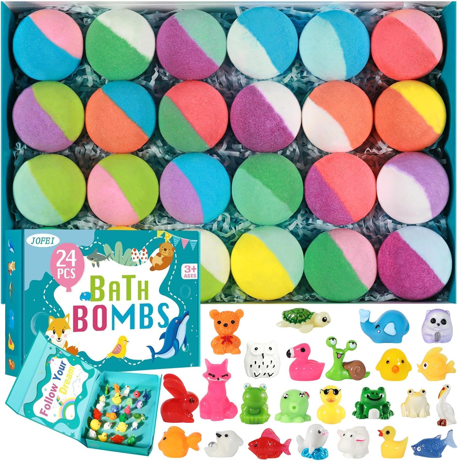 Bath Bombs for Kids with Surprise Toys Inside - 24 Pack Gift Set