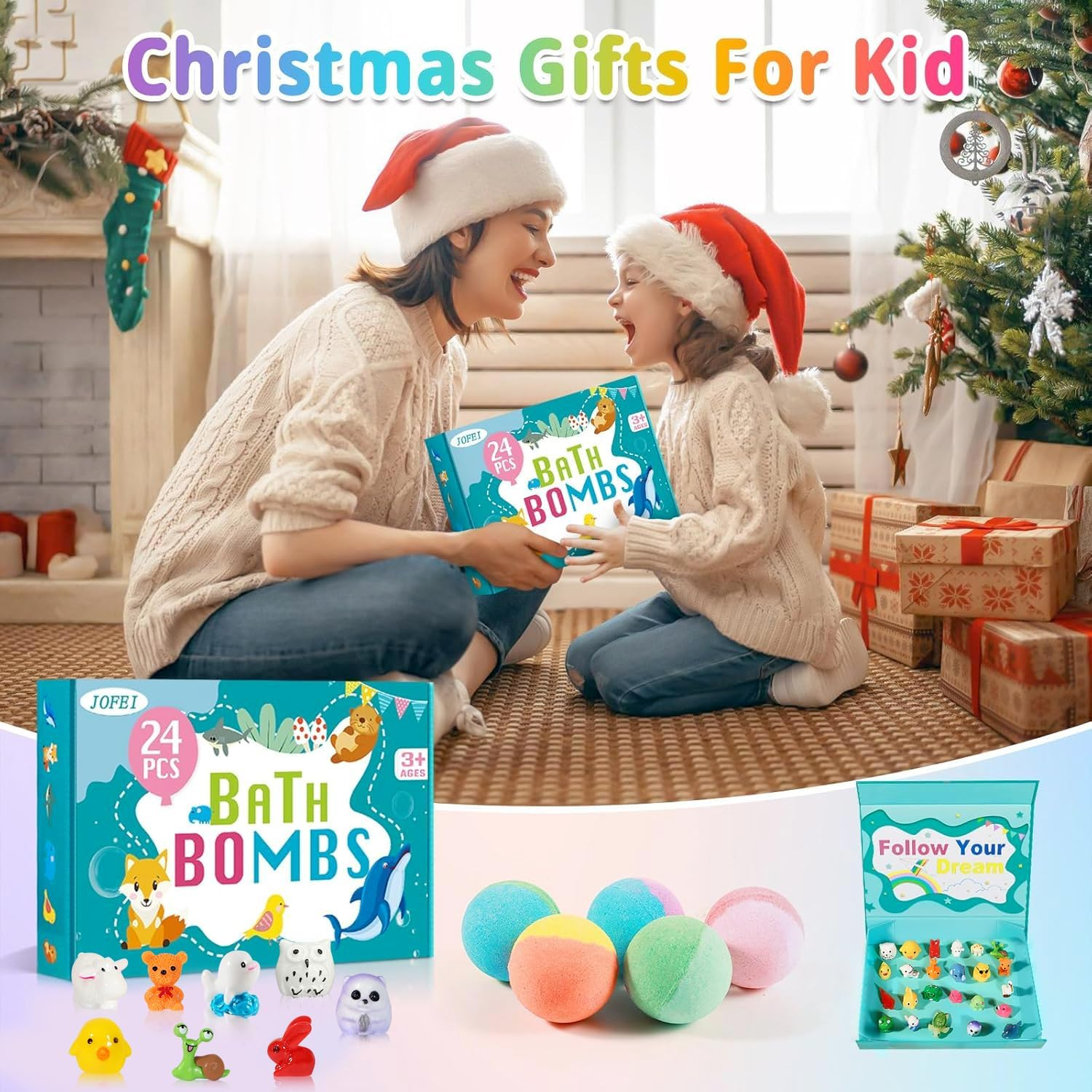 Bath Bombs for Kids with Surprise Toys Inside - 24 Pack Gift Set