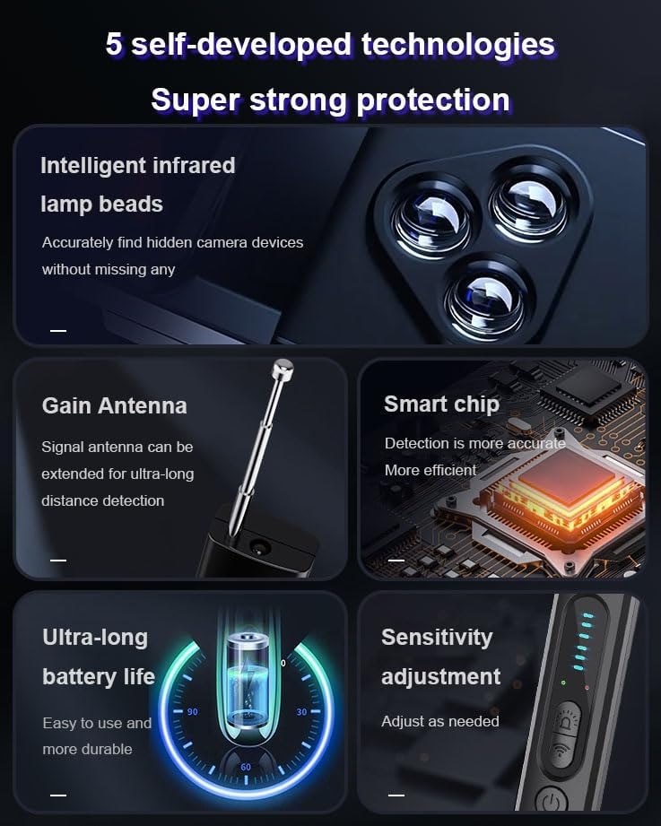 Hidden Camera Detector & RF Signal Scanner - 6 Sensitivity Levels for Travel Security