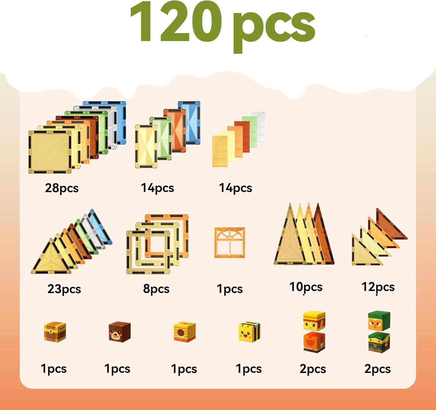 113-Piece Magnet Building Tiles Clear Magnetic 3D Blocks Construction