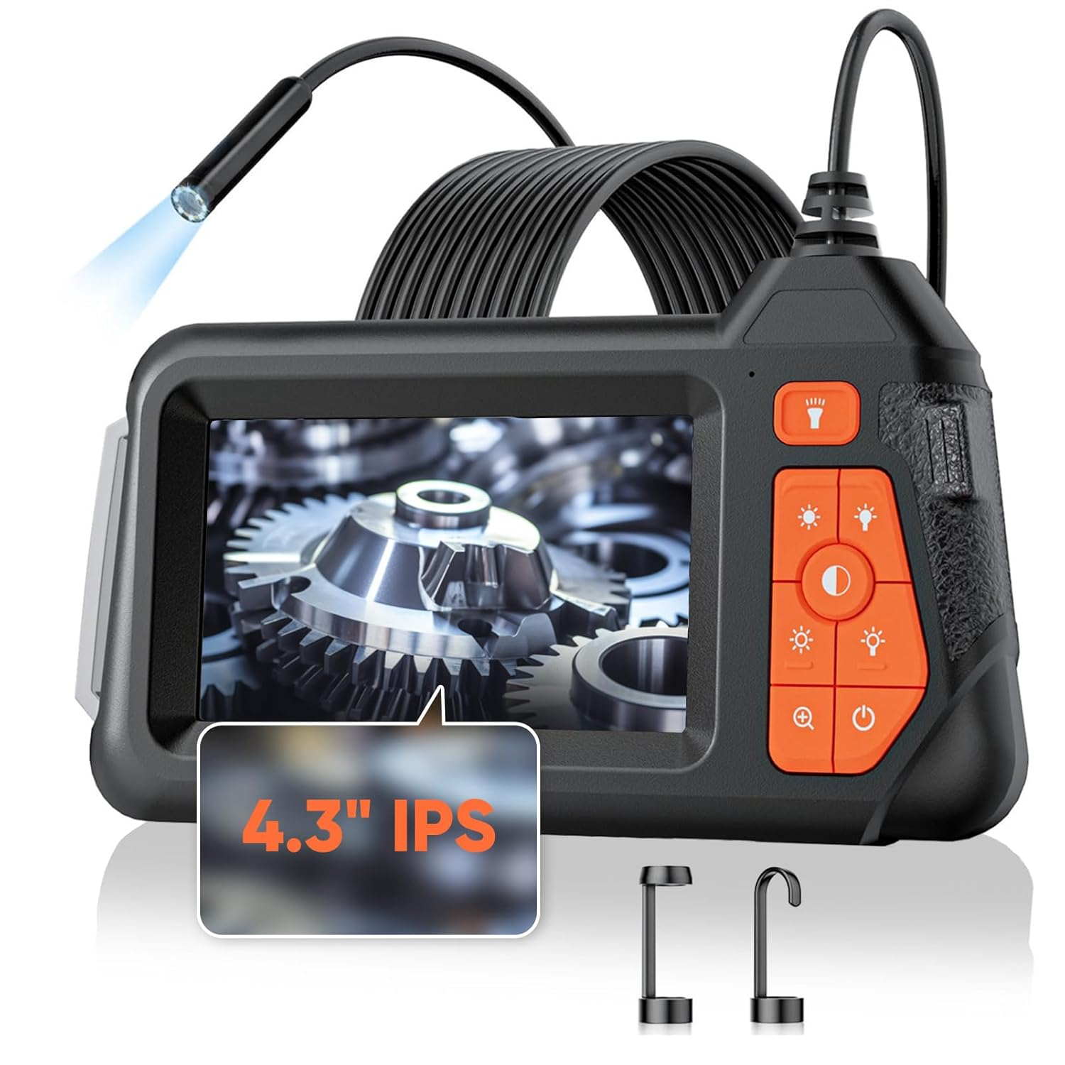 32.8ft Flexible Borescope Camera - 4.3" 1280P HD IP67 Waterproof Inspection Camera