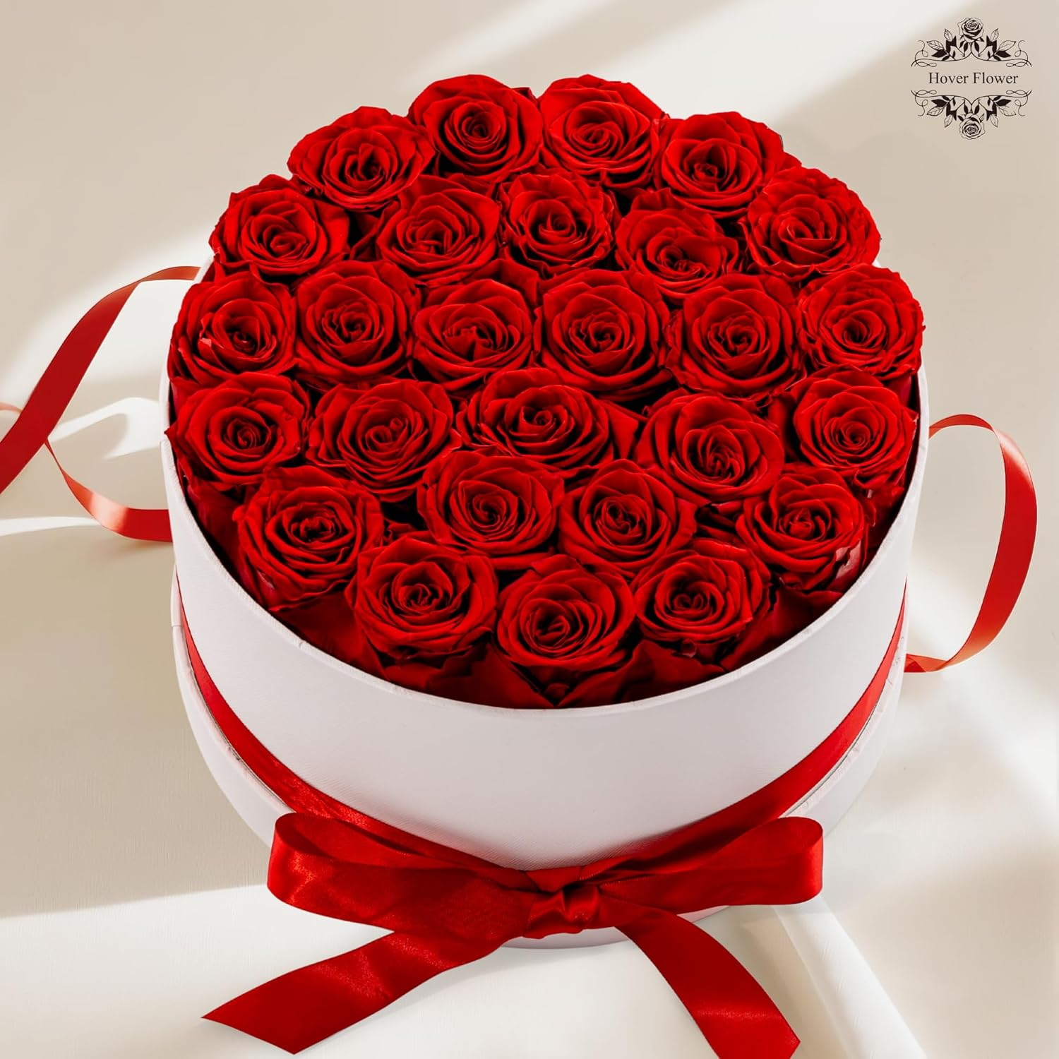 27 Red Preserved Roses in White Luxury Box - Forever Flowers Eternal Rose Gift for Anniversary Valentine's Day Birthday