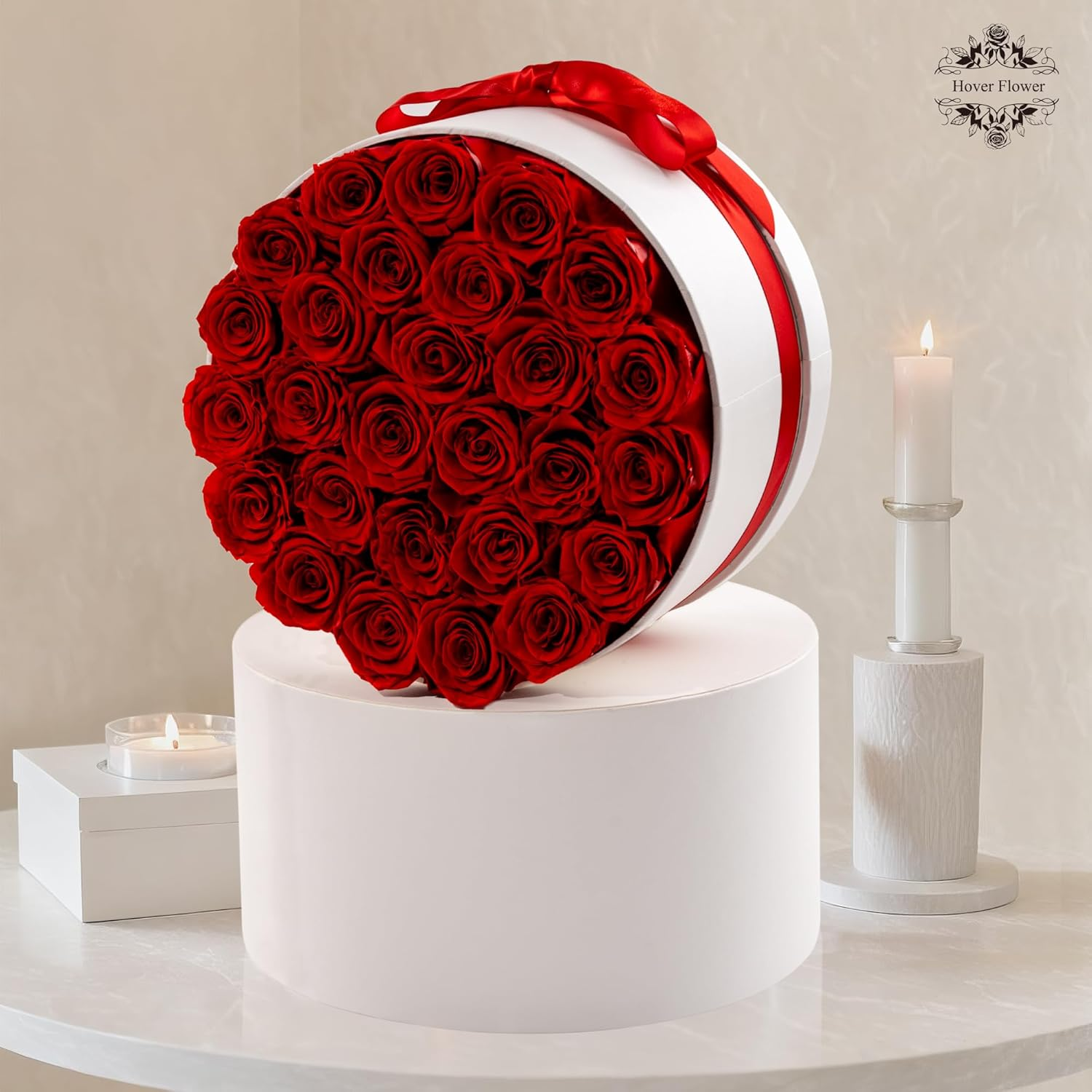 27 Red Preserved Roses in White Luxury Box - Forever Flowers Eternal Rose Gift for Anniversary Valentine's Day Birthday
