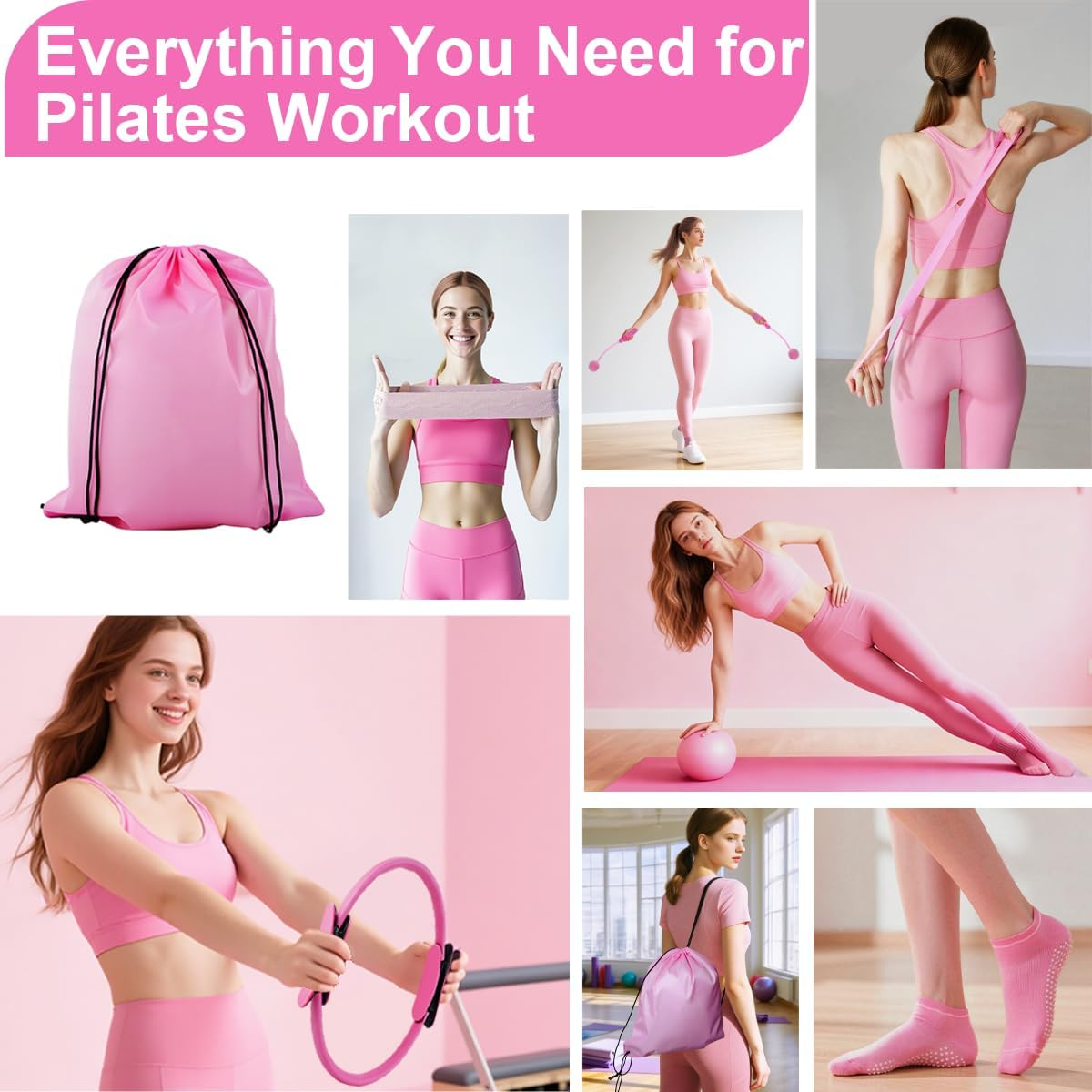 13-in-1 Pilates Kit for Women - Resistance Ring, Mini Ball, Loop Bands & Yoga Accessories