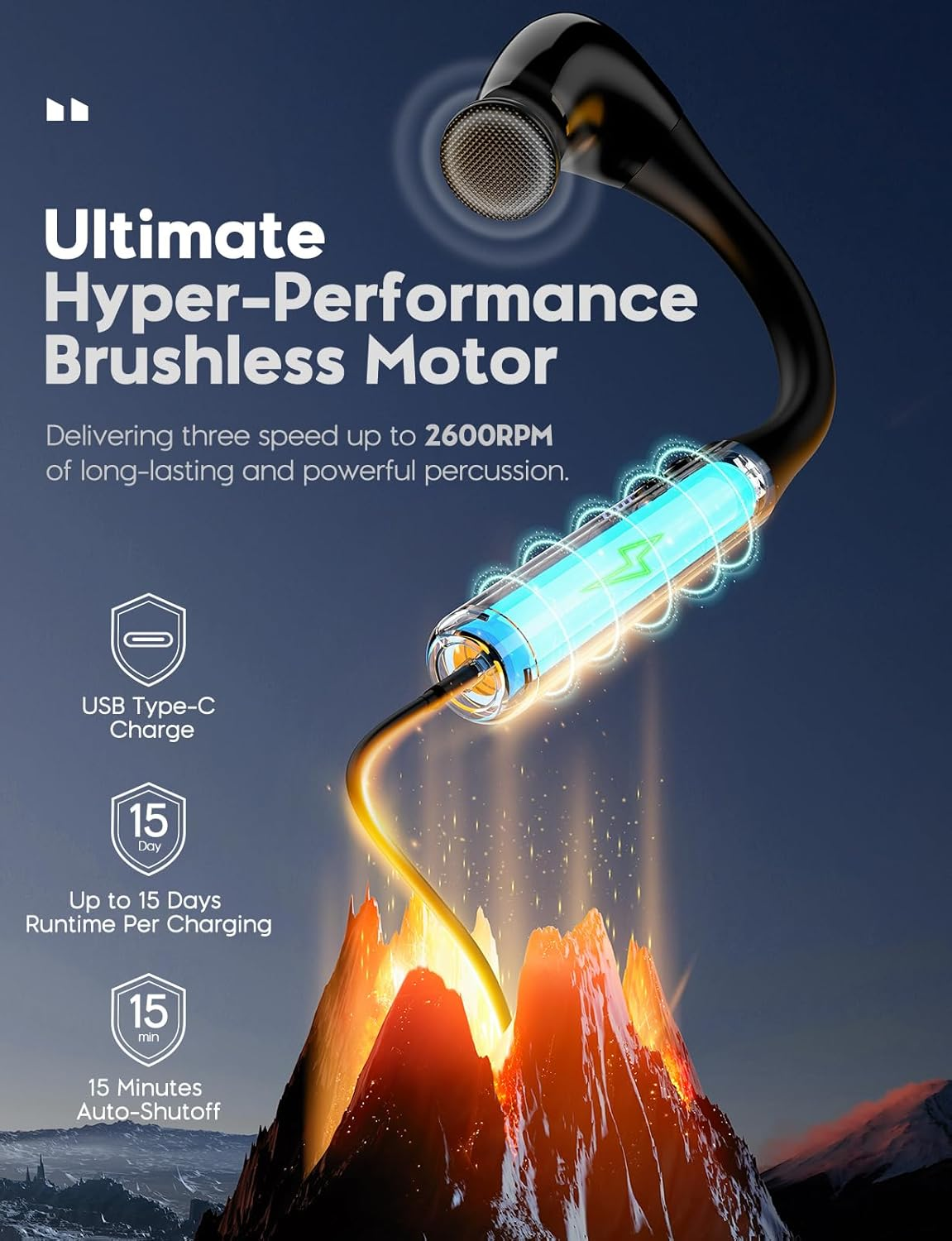 Back Massage Gun with Multi-Purpose Attachment Heads
