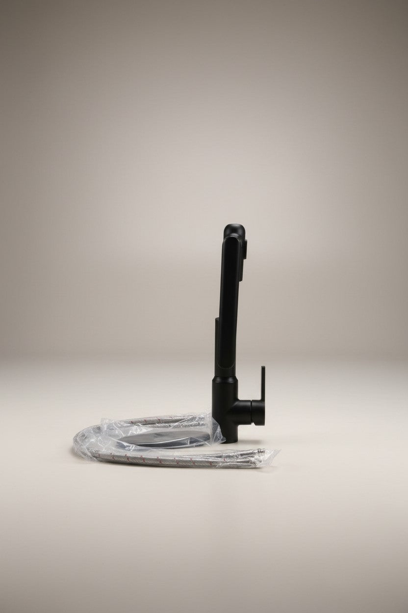 Exquisite Deal Shop black stainless steel handheld bidet sprayer kit with adjustable pressure trigger and braided hose.