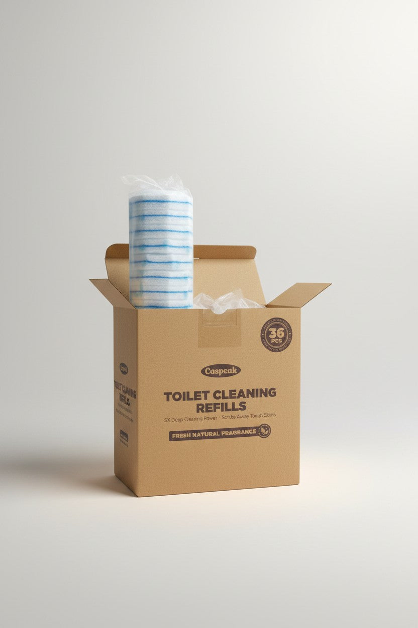 Exquisite Deal Shop Caspeak 36-pack toilet cleaning refills with blue stripes and fresh natural fragrance.