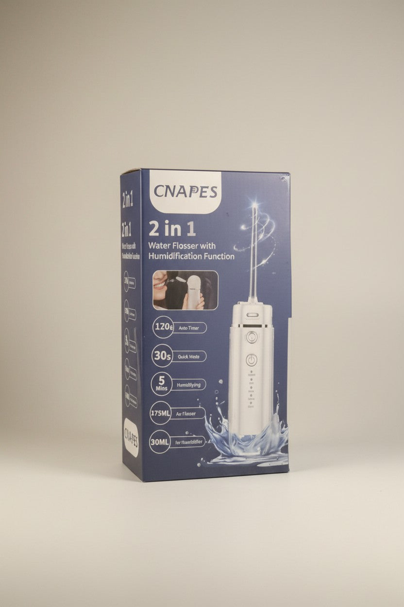 Exquisite Deal Shop CNAPES 2-in-1 cordless water flosser with 175ml tank and humidification function.