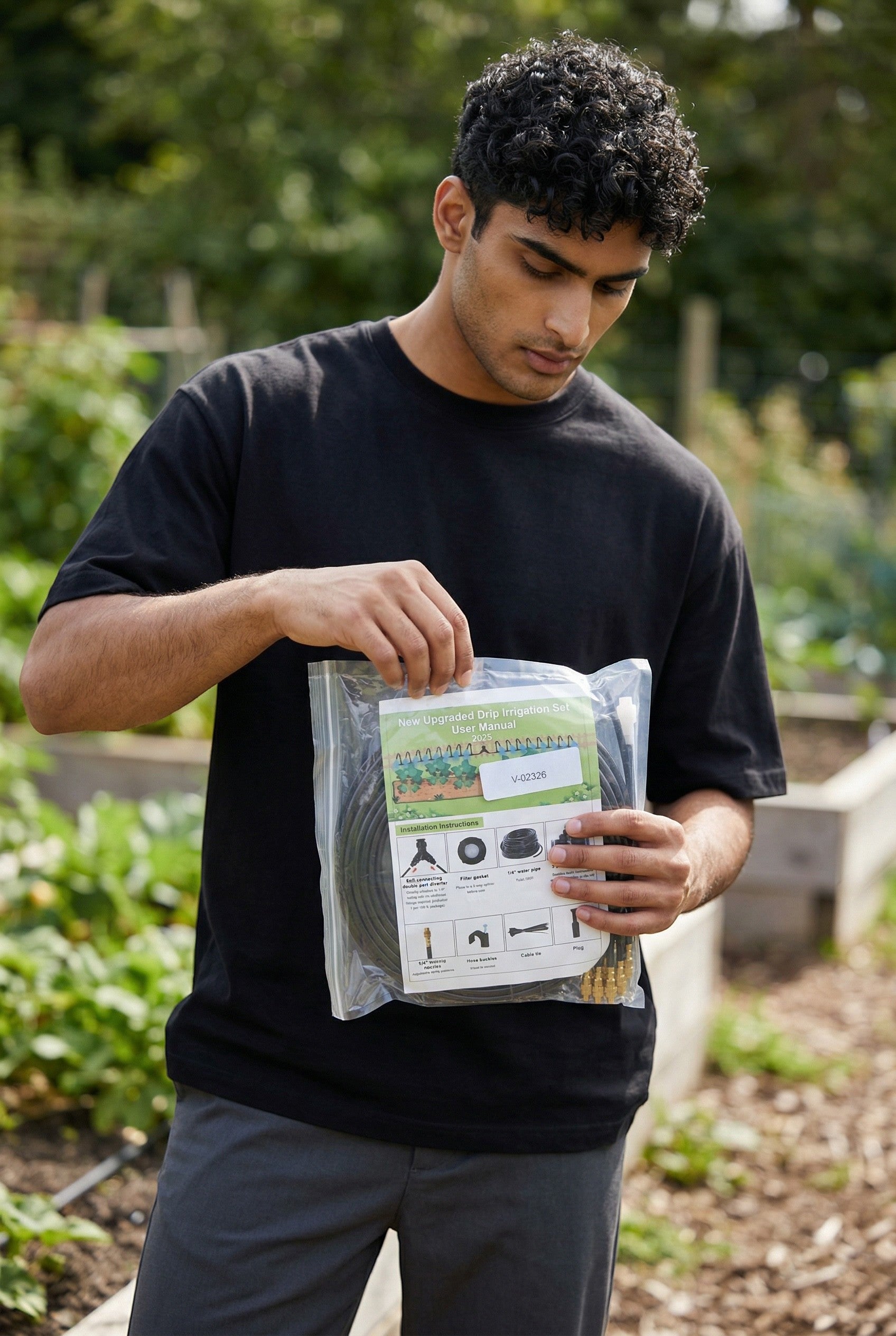 Exquisite Deal Shop 30Ft Drip Irrigation System Garden Watering Kit with tubing and emitters for efficient plant watering.