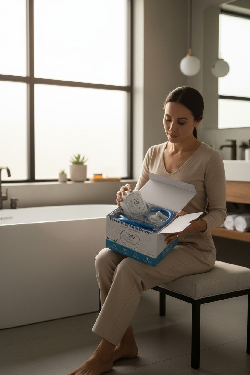 Exquisite Deal Shop Electric Enema Device Personal Hygiene Cleaner with LCD display and adjustable flow control.