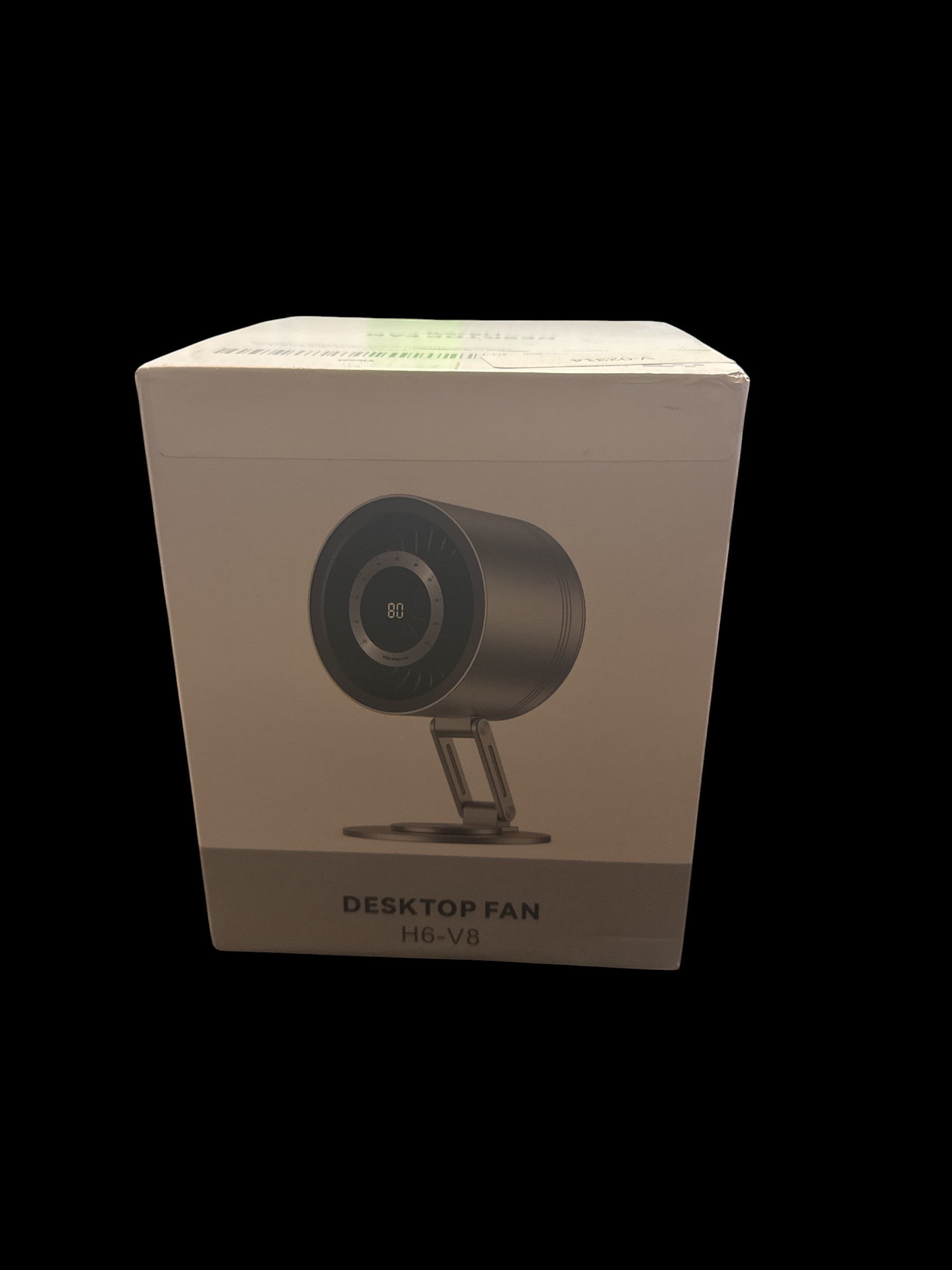 Exquisite Deal Shop foldable metal desktop fan, USB rechargeable with adjustable speeds and digital display.