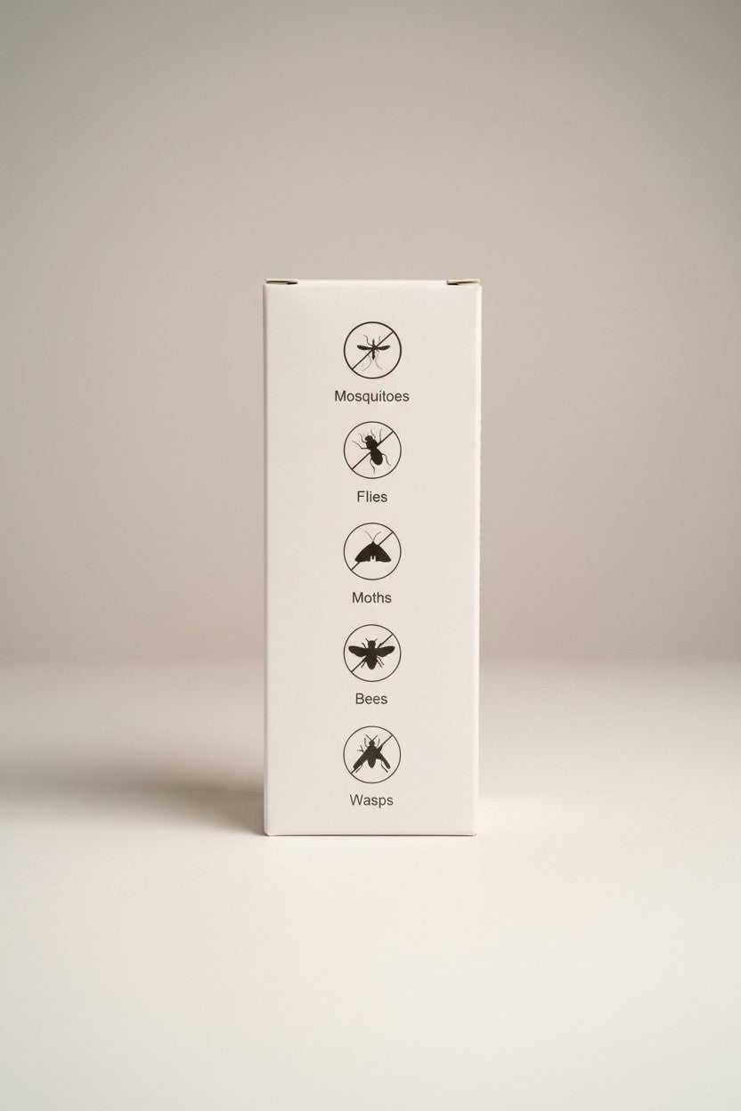 Exquisite Deal Shop insect repellent spray targets mosquitoes, flies, moths, bees, and wasps with indoor/outdoor use.