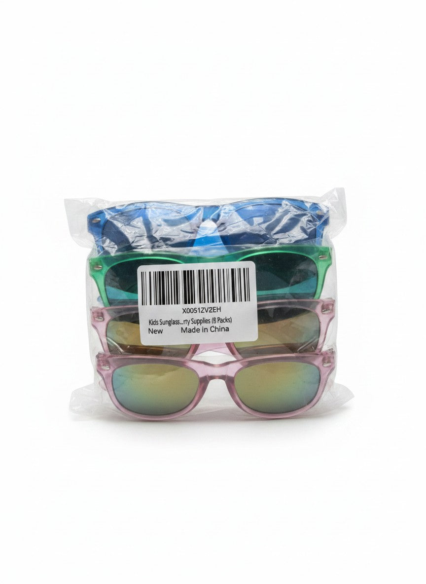 Exquisite Deal Shop 8-pack kids LED light-up sunglasses in multicolor plastic frames for parties.