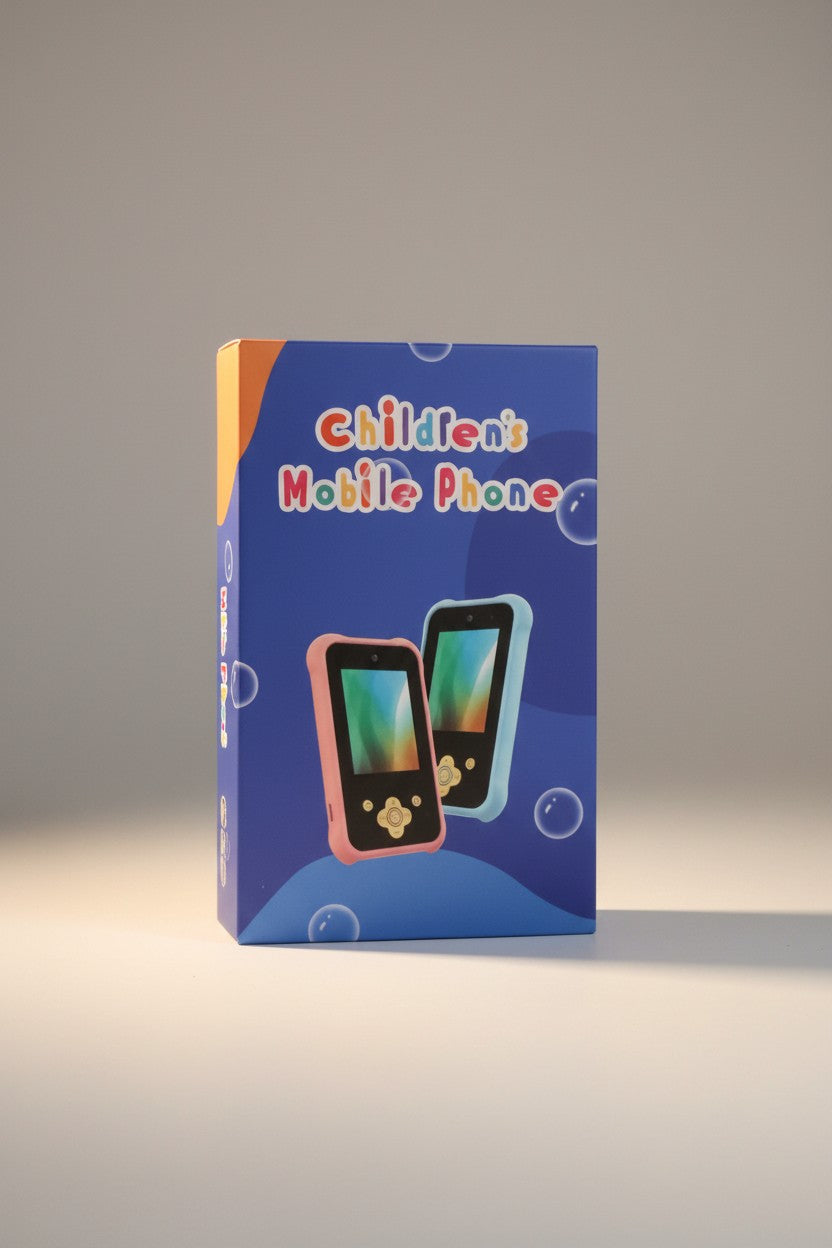 Exquisite Deal Shop pink and blue dual-screen children's mobile phone toy with touchscreen and games.